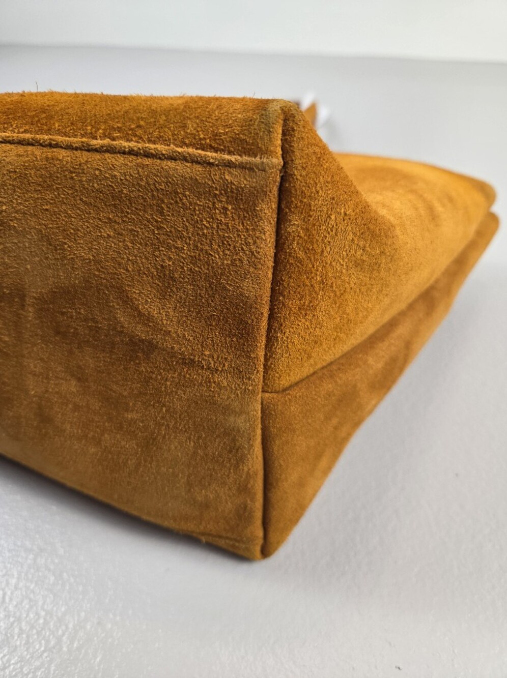 Madewell The Zip-Top Essential Suede Office Work Laptop Tote in Dark Camel Brown - Picture 13 of 15